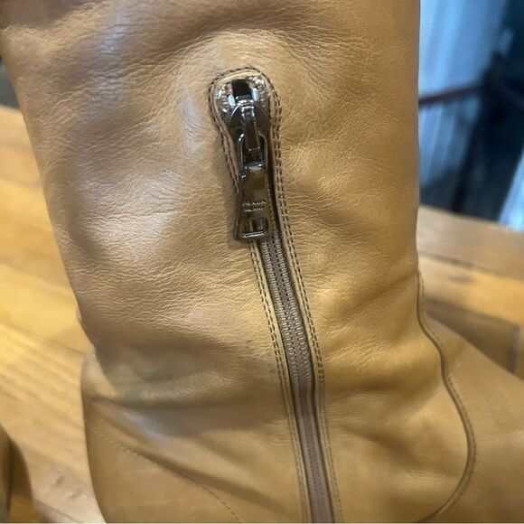 REVOLVE Prada Napa Butter Leather Tan OTK Knee High Boots Size 39.5 - Picture 8 of 12
